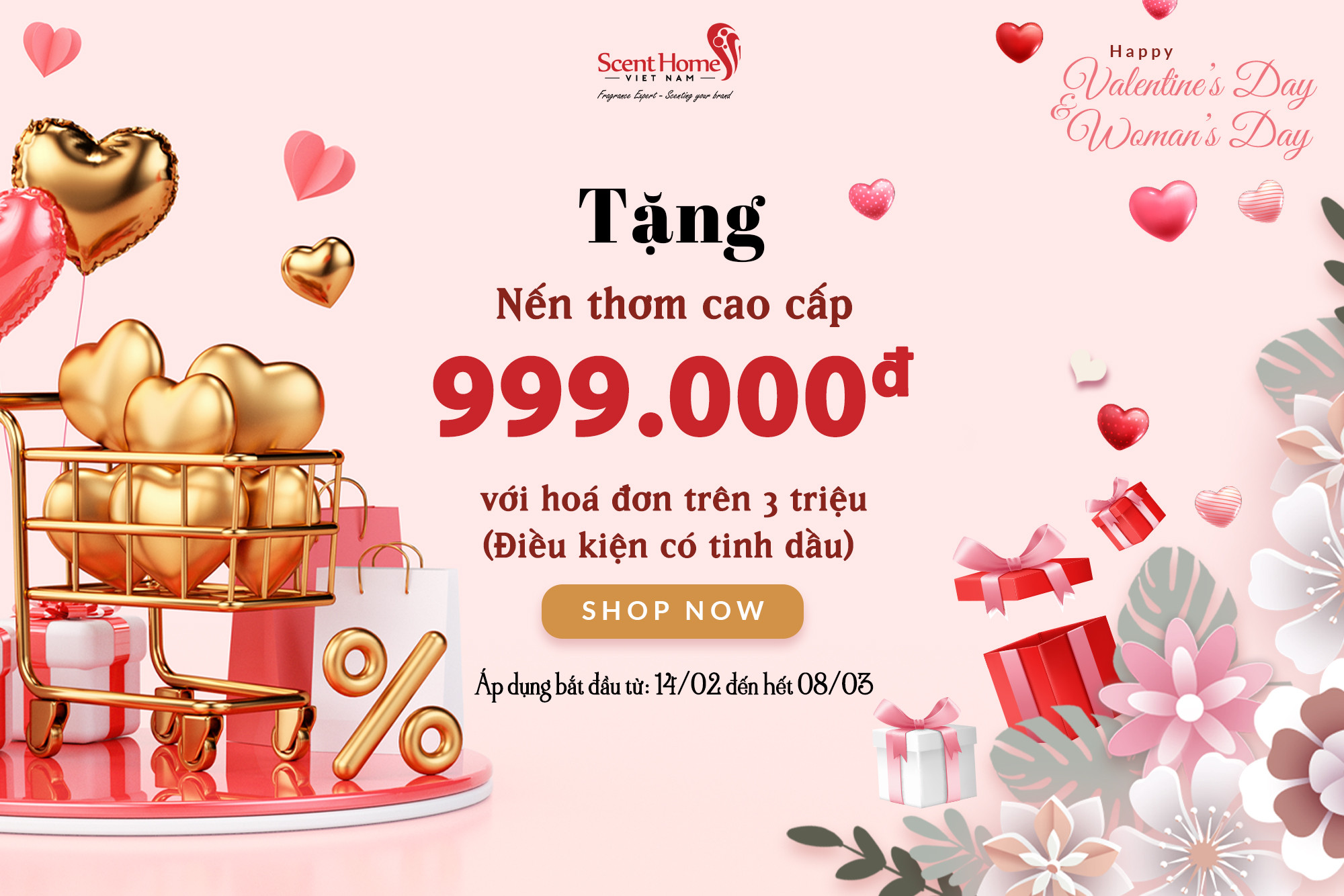 TẶNG NẾN THƠM SCENTHOMES CHO VALENTINE & 8/3